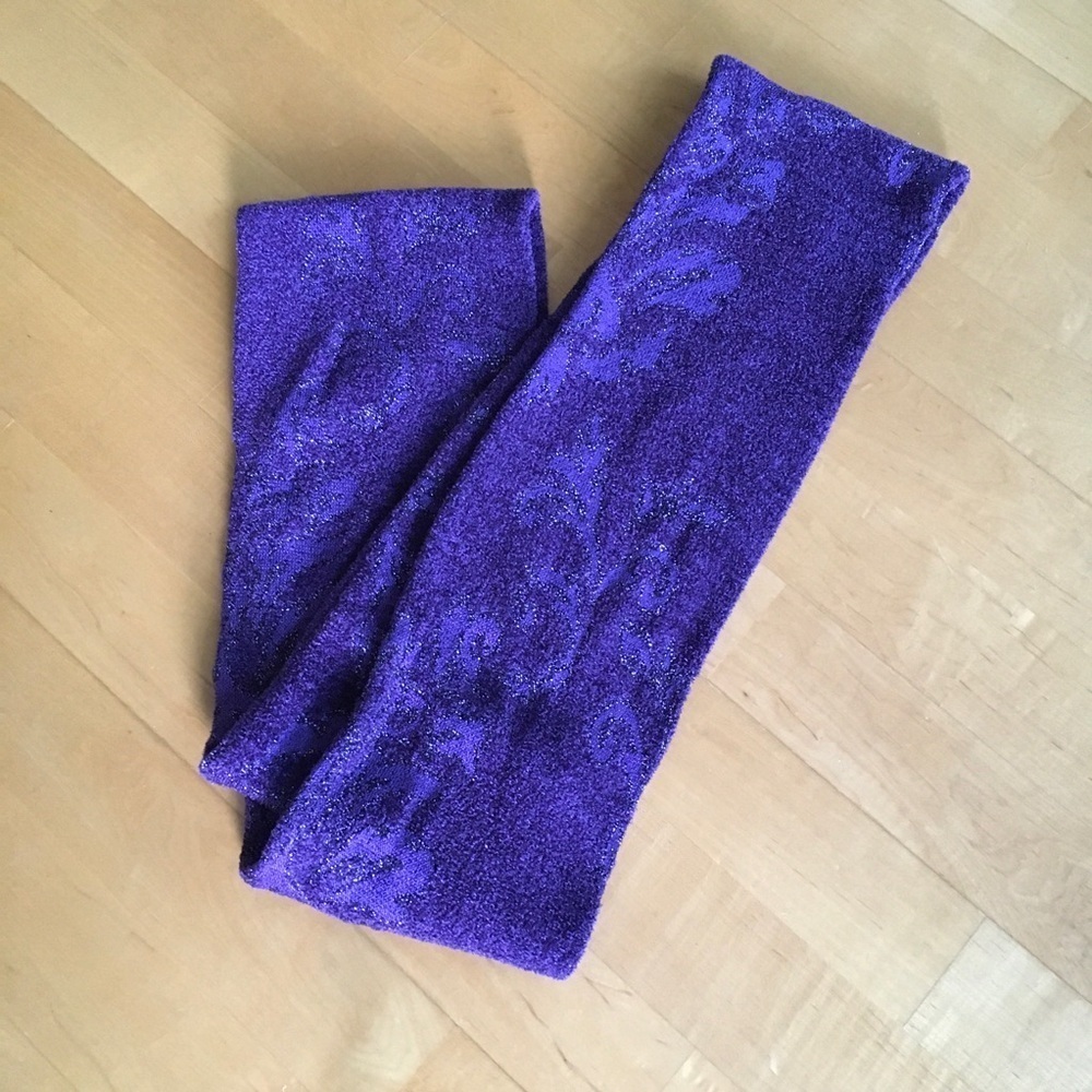 Purple + Silver Metallic Fleur de Lis Floral Infinity Scarf - Picture 5 of 14